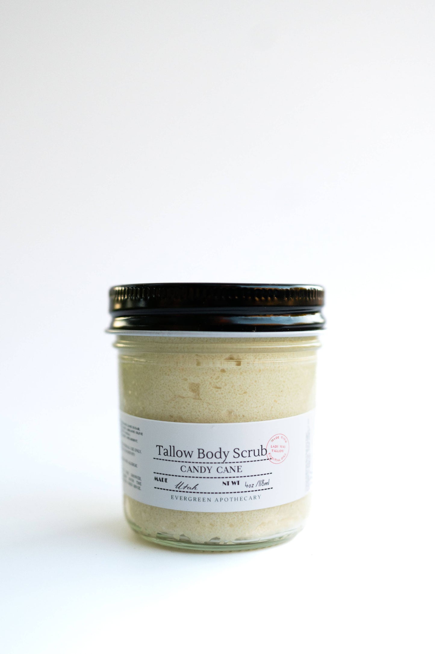 Tallow Sugar Scrub, made with Lady May Tallow, 6oz: Vanilla Woods
