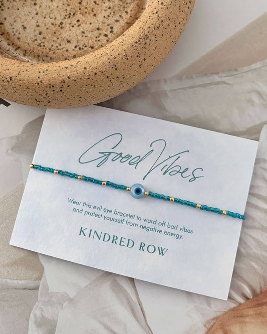 Evil Eye Beaded Bracelet, Ocean Blue