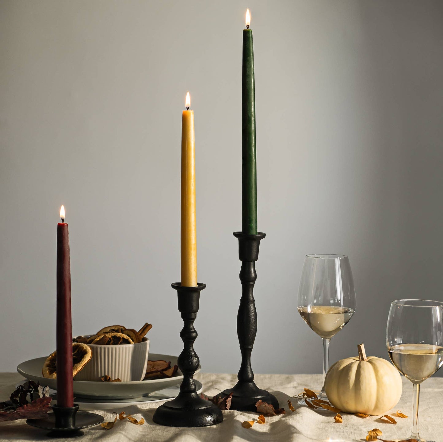 Moss | Pair of Hand-Dipped Beeswax  12" Taper Candle