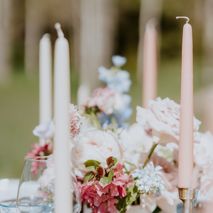Dusty Rose |  Pair of Hand-Dipped Beeswax 12" Taper Candles