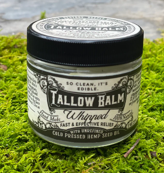 Tallow Balm-- Whipped w/Hemp Seed Oil- 2 oz Glass Container