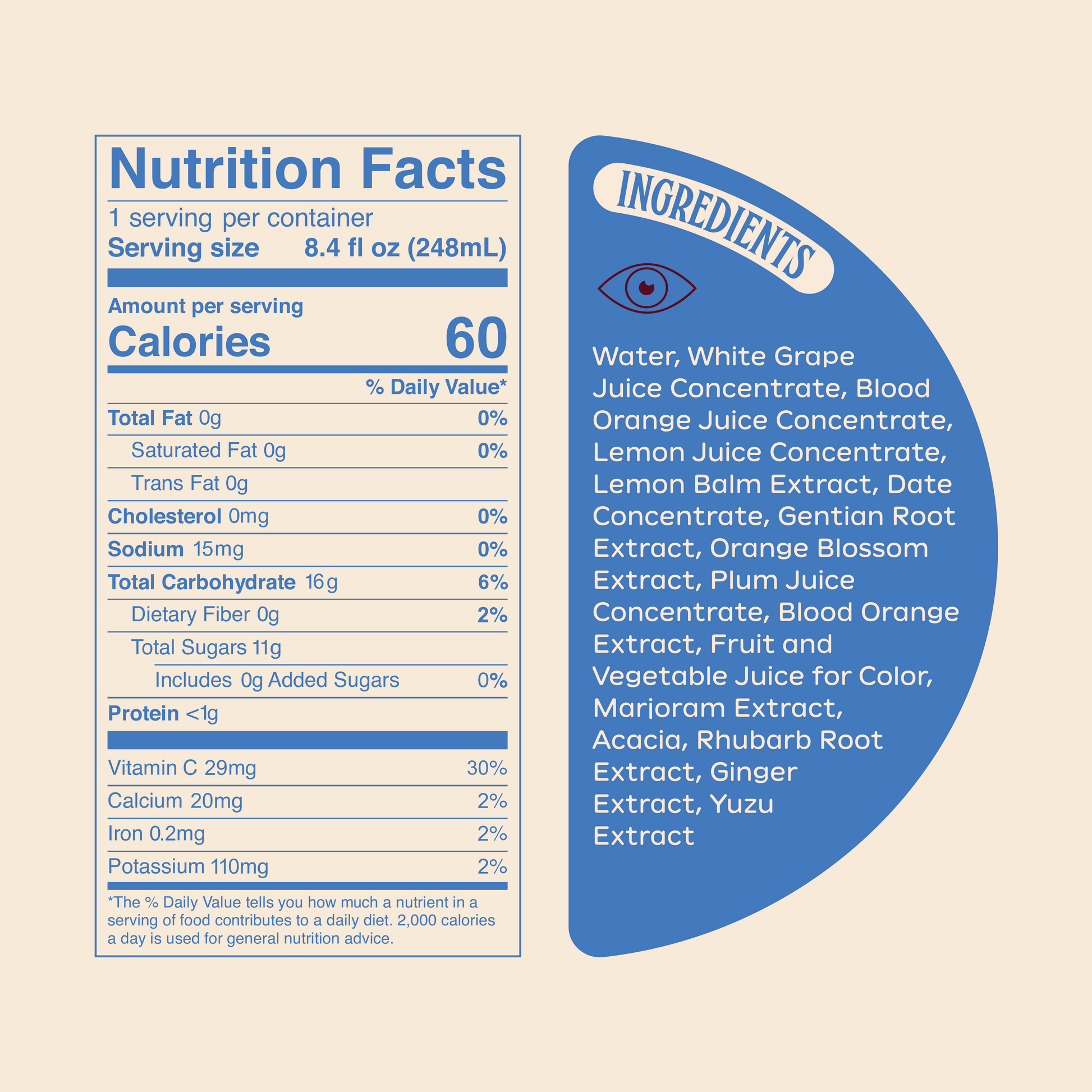 Ghia Blood Orange nutrition label