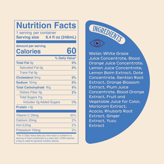Ghia Blood Orange nutrition label