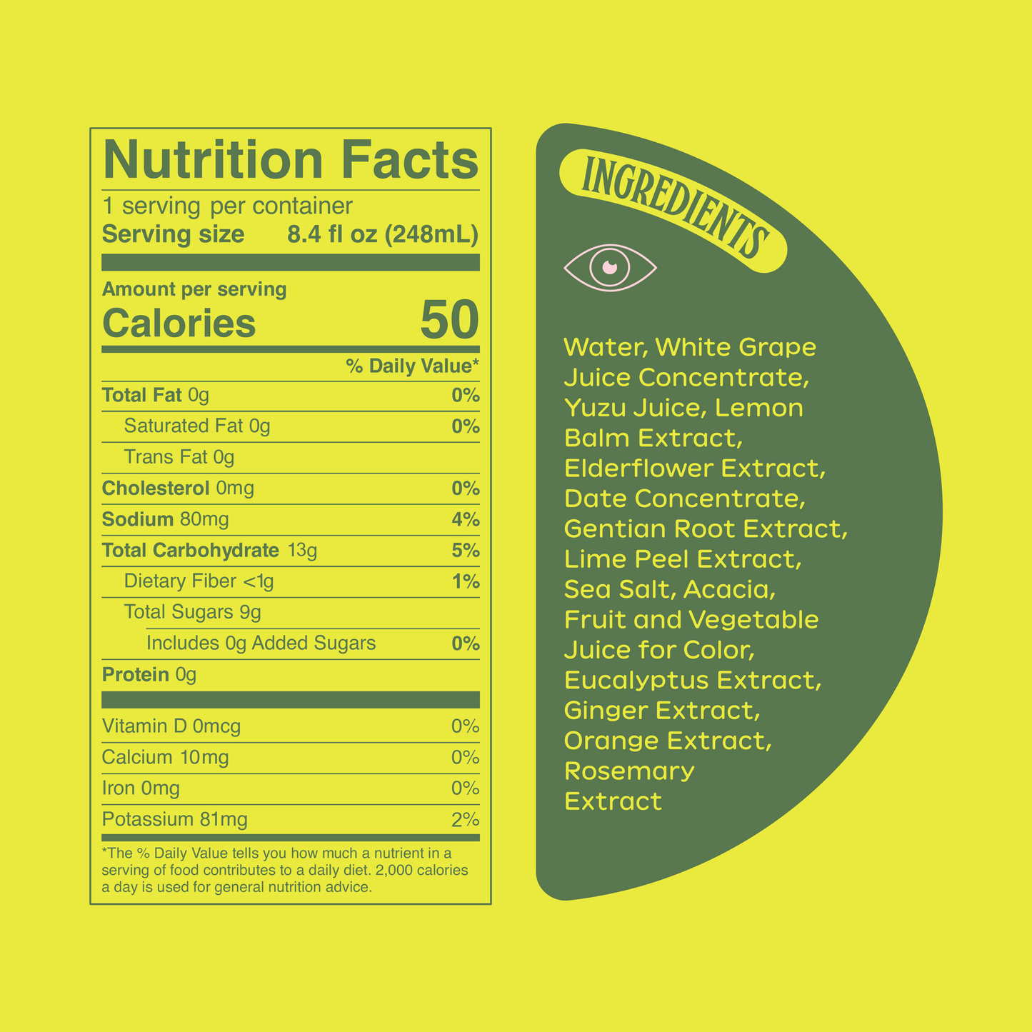 Ghia Lime & Salt nutrition label