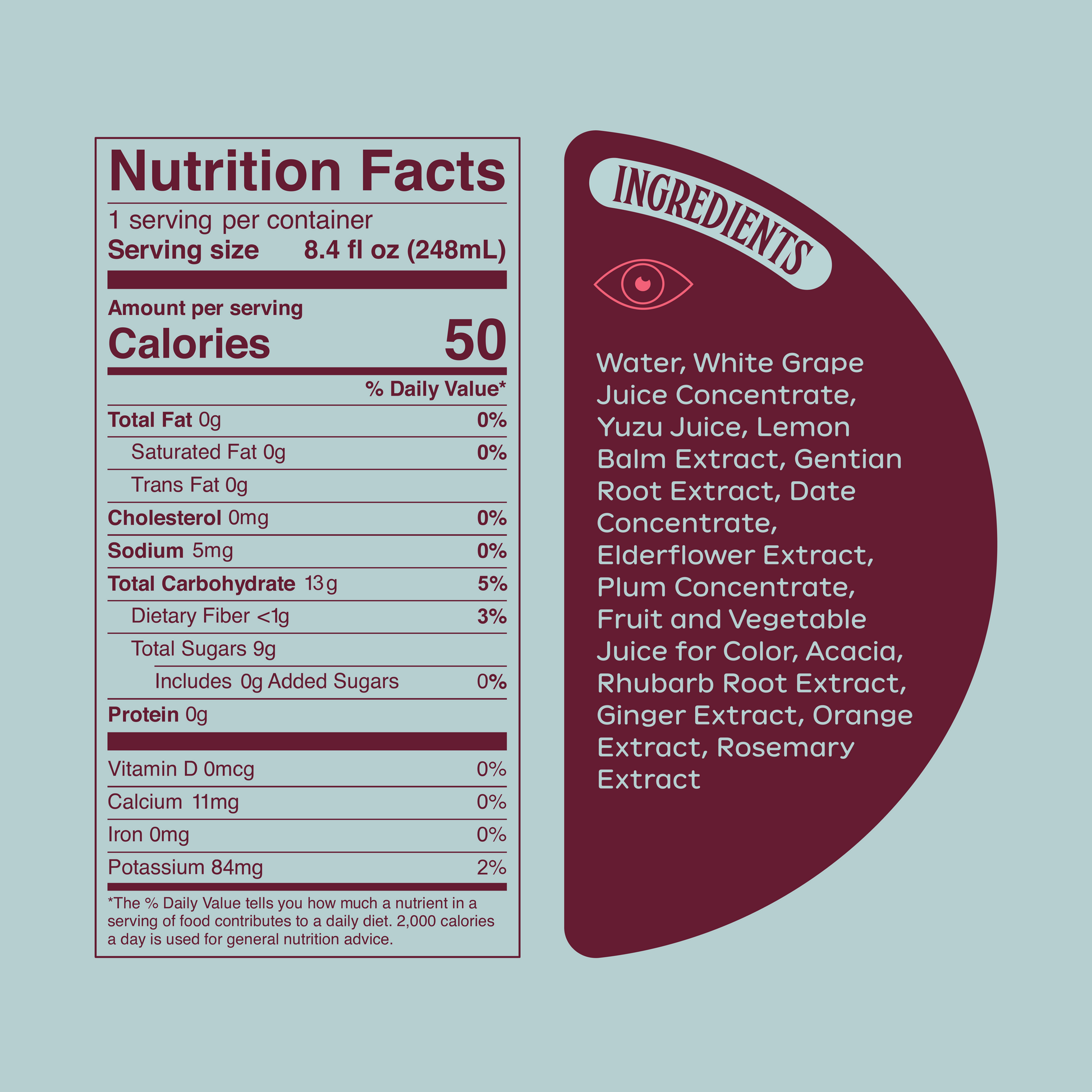 Ghia Soda nutrition label