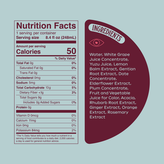 Ghia Soda nutrition label