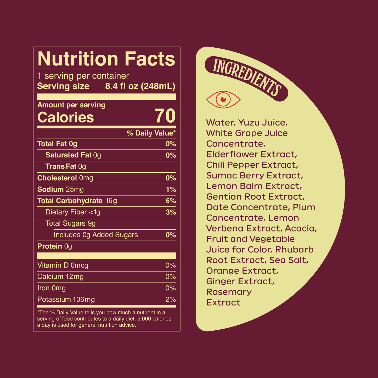 Ghia Sumac & Chili nutrition label