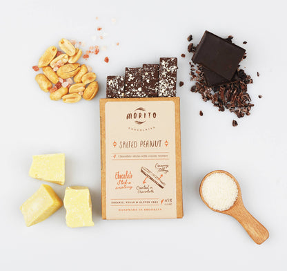 SALTED PEANUT- 4-Pack of Vegan Chocolate Sticks