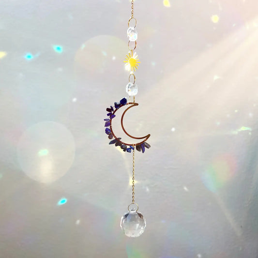 Moon Sodalite Crystal Suncatcher Rainbow Prism