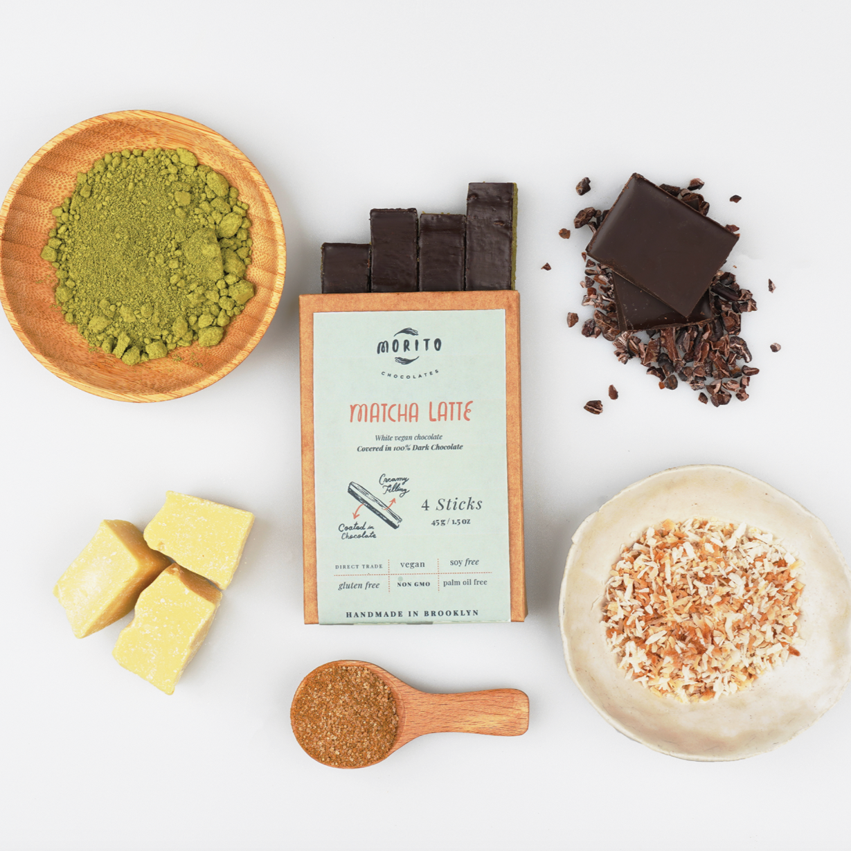 Matcha Latte Vegan Chocolate packaging