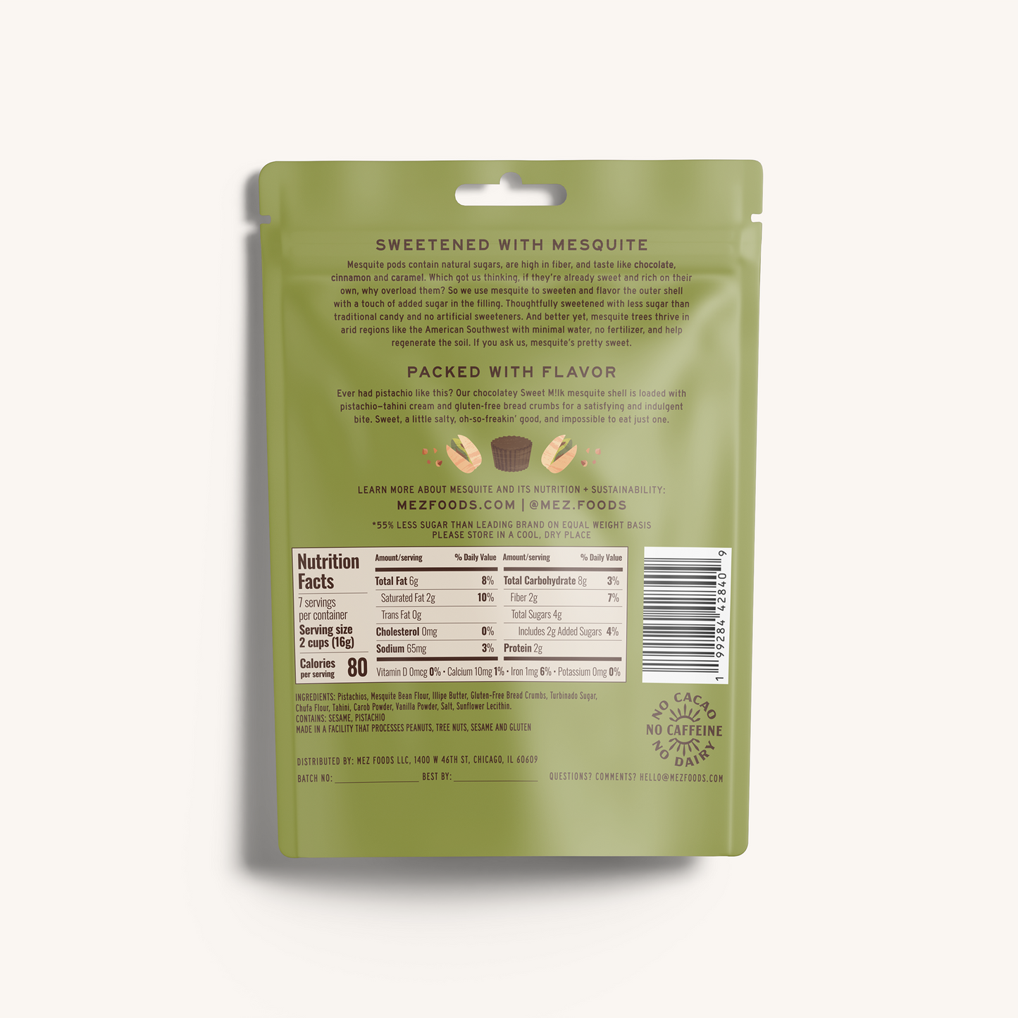 Mez Pistachio Crunch Cups bag back