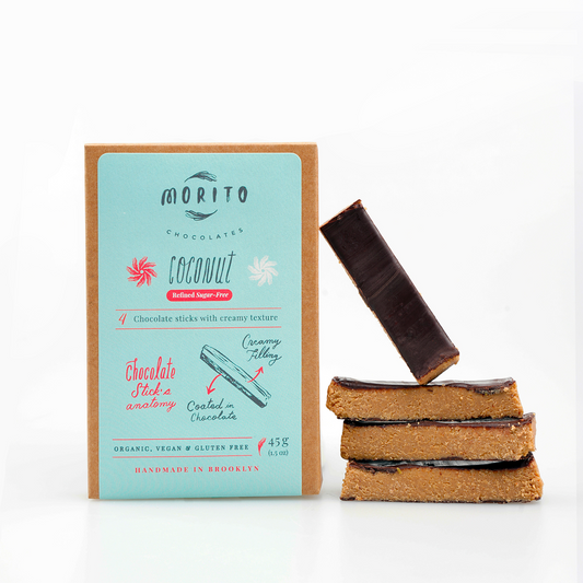 Morito Chocolates coconut chocolate sticks packaging