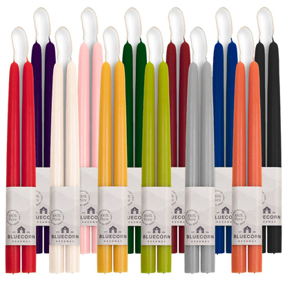 Red | Pair of Hand-Dipped Beeswax 12" Taper Candles