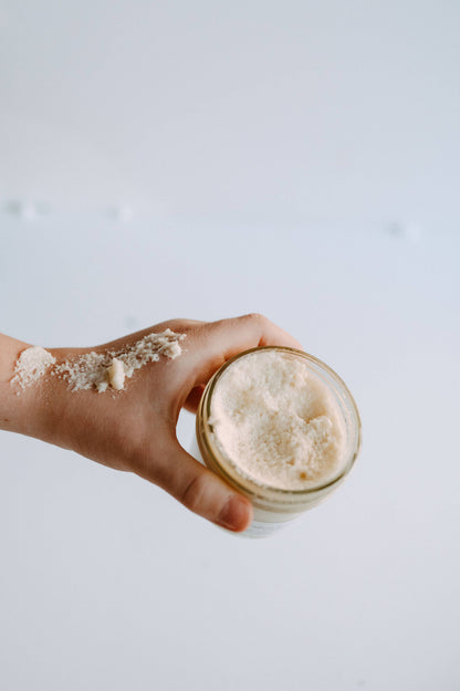 Tallow Sugar Scrub, made with Lady May Tallow, 6oz: Vanilla Woods