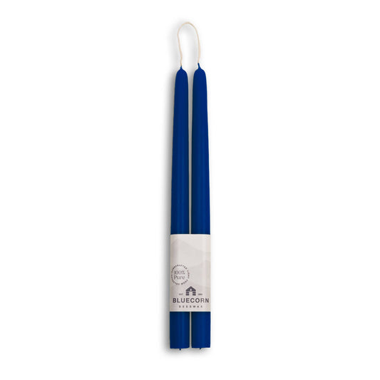Blue | Pair of Hand-Dipped Beeswax 12" Taper Candle