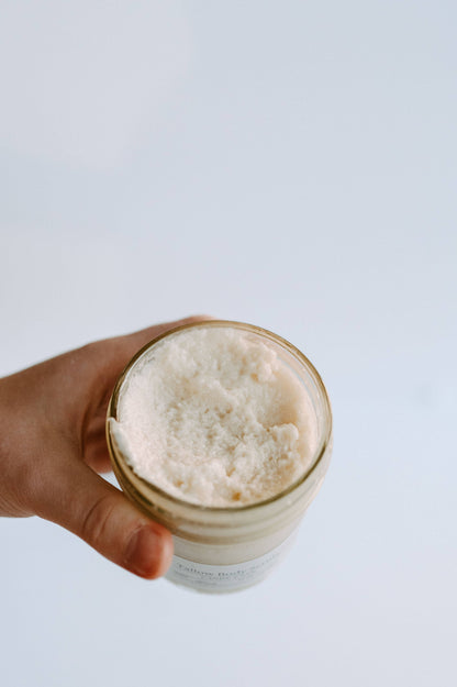 Tallow Sugar Scrub, made with Lady May Tallow, 6oz: Vanilla Woods