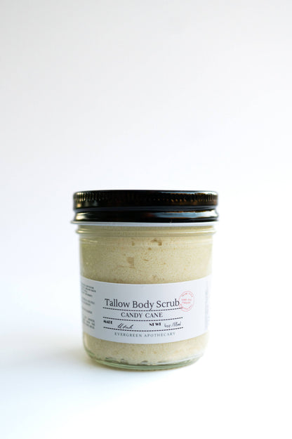 Tallow Sugar Scrub, made with Lady May Tallow, 6oz: Vanilla Woods