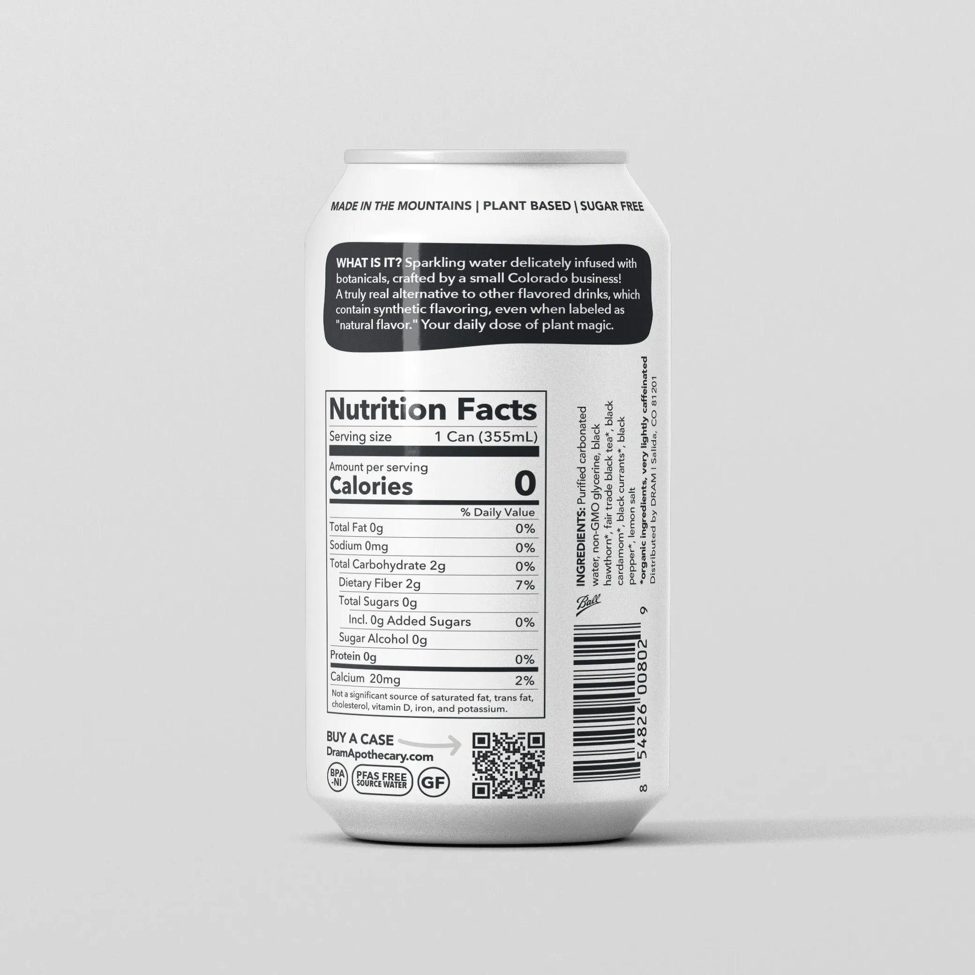 Cardamom & Black Tea Sparkling Water back label