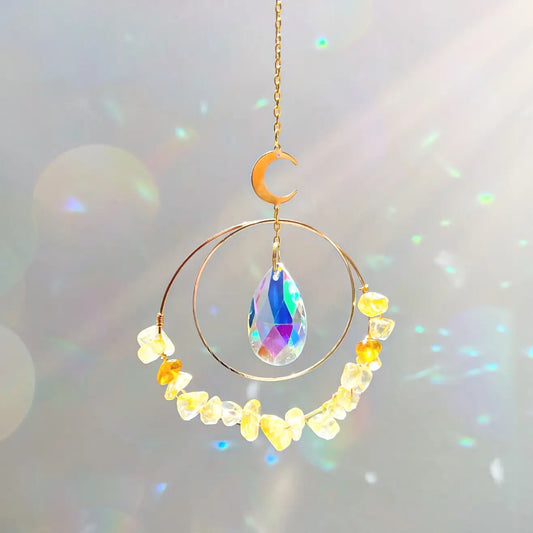 Citrine Crystal Suncatcher Rainbow Prism