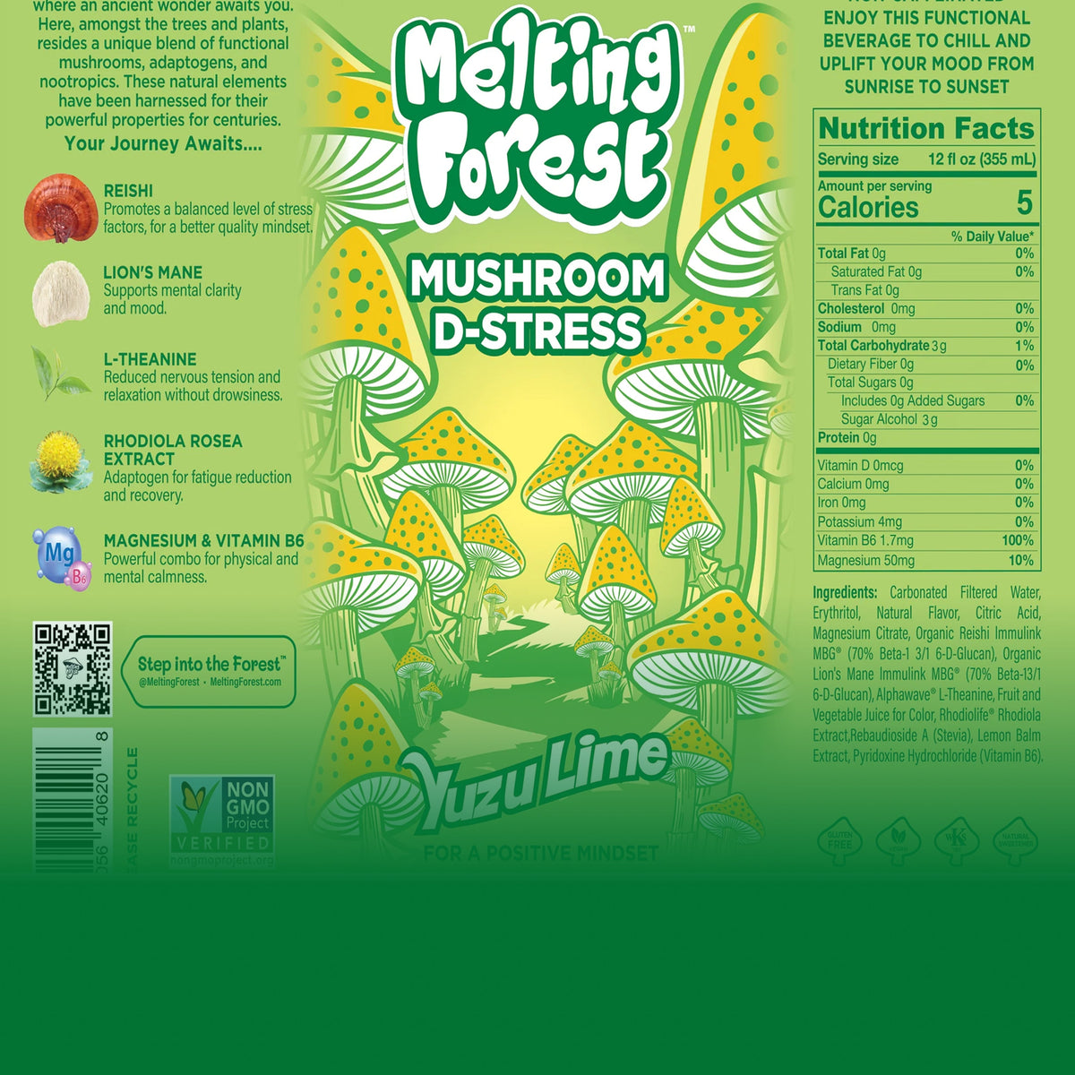 Mushroom D-Stress Drink - Yuzu Lime can