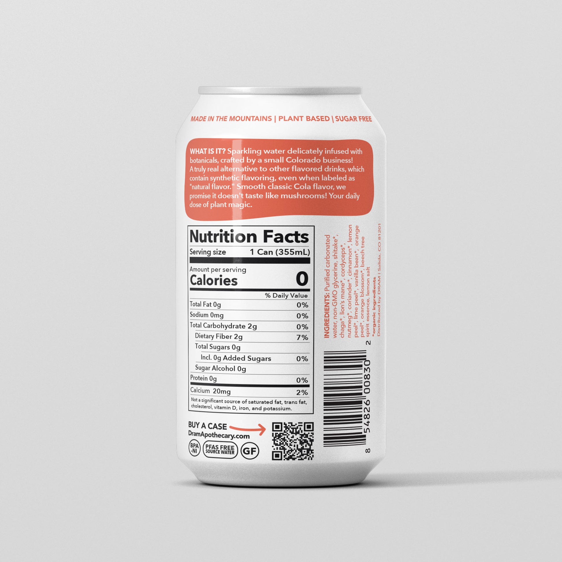 Adaptogenic Mushroom Cola back label
