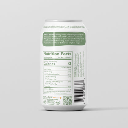 Holy Basil & Lemon Adaptogenic Sparkling Water back label