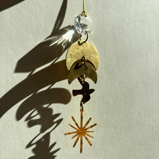 West of the Moon Ornament with Vintage Glass Crystal