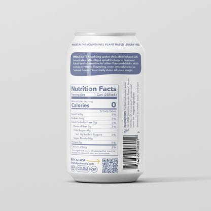 Lavender & Lemon Balm Sparkling Water back label