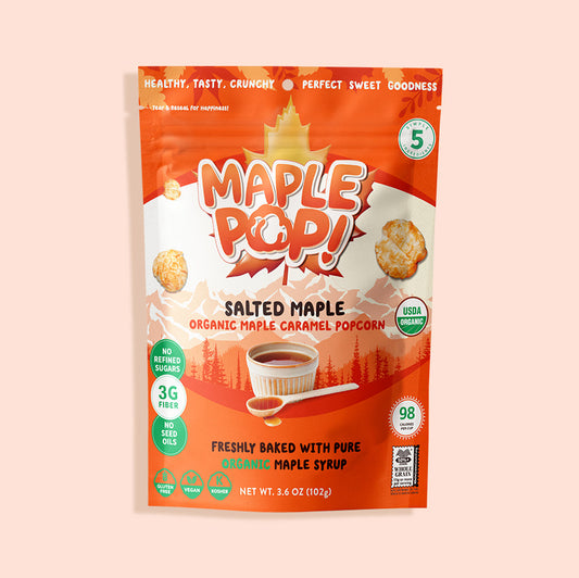 Maple Pop Salted Maple Organic Maple Caramel Popcorn bag