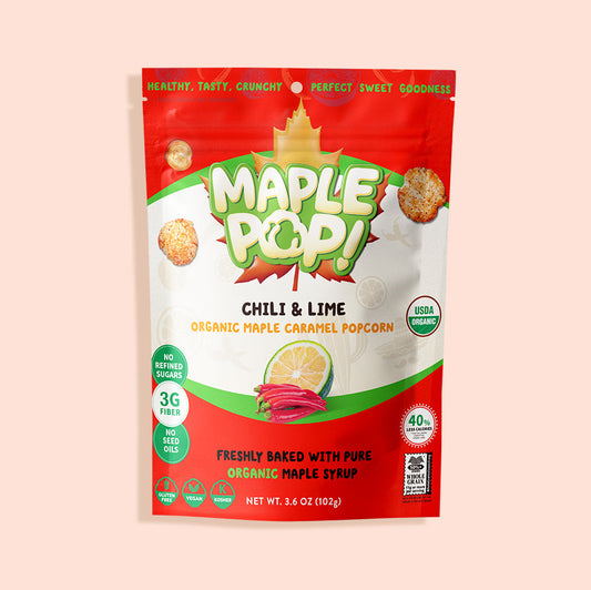 Maple Pop Chili Lime Organic Maple Caramel Popcorn bag