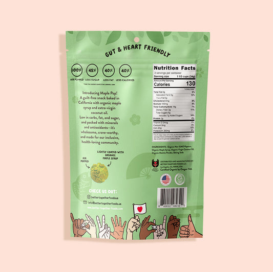 Maple Pop Matcha popcorn bag back