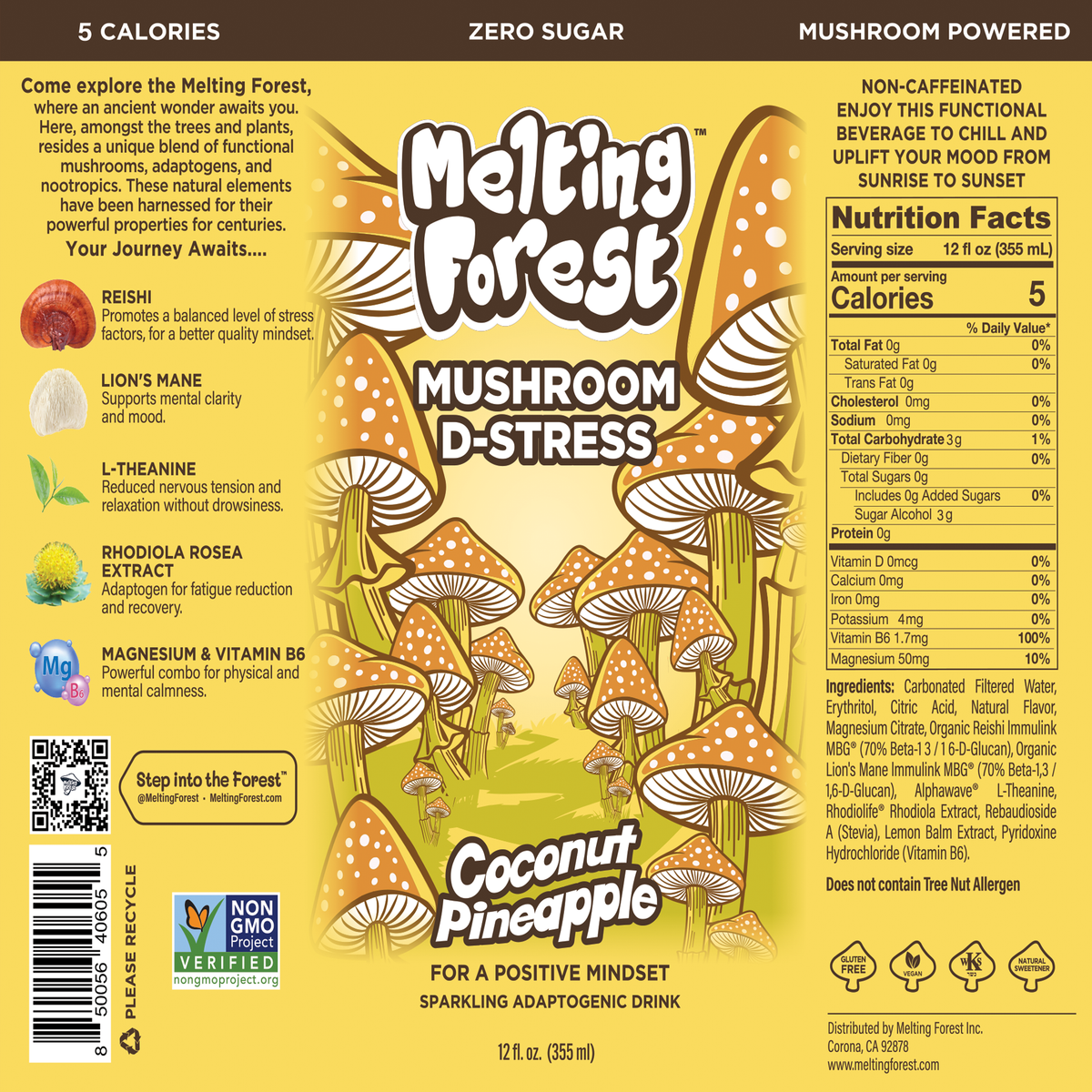 Mushroom D-Stress Drink - Coconut Pineapple can