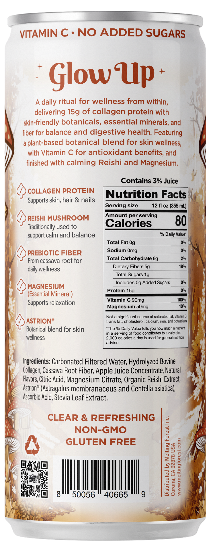 Glow Up Sparkling Collagen Protein – Apple Ginger can