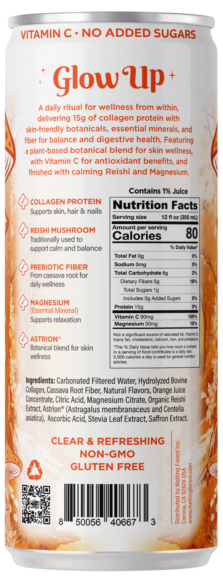 Glow Up Sparkling Collagen Protein – Blood Orange Saffron can