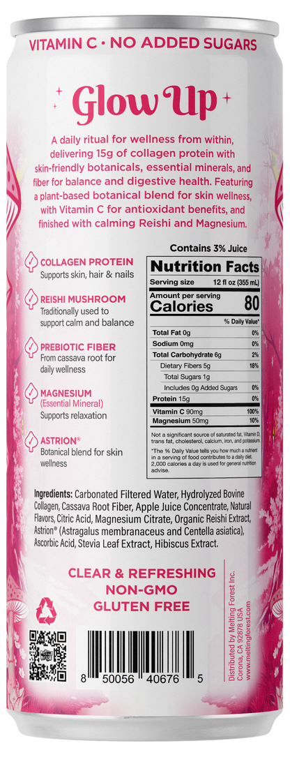 Glow Up Sparkling Collagen Protein – Hibiscus Berry can