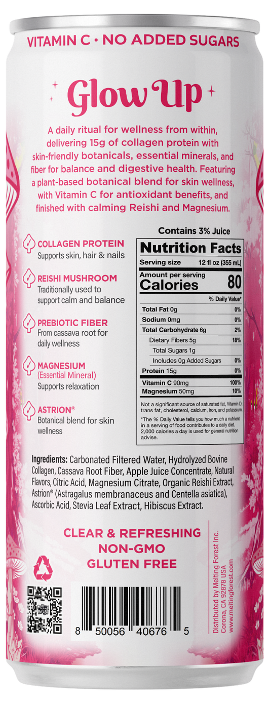 Glow Up Sparkling Collagen Protein – Hibiscus Berry can