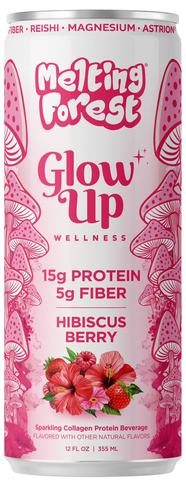 Glow Up Sparkling Collagen Protein – Hibiscus Berry can