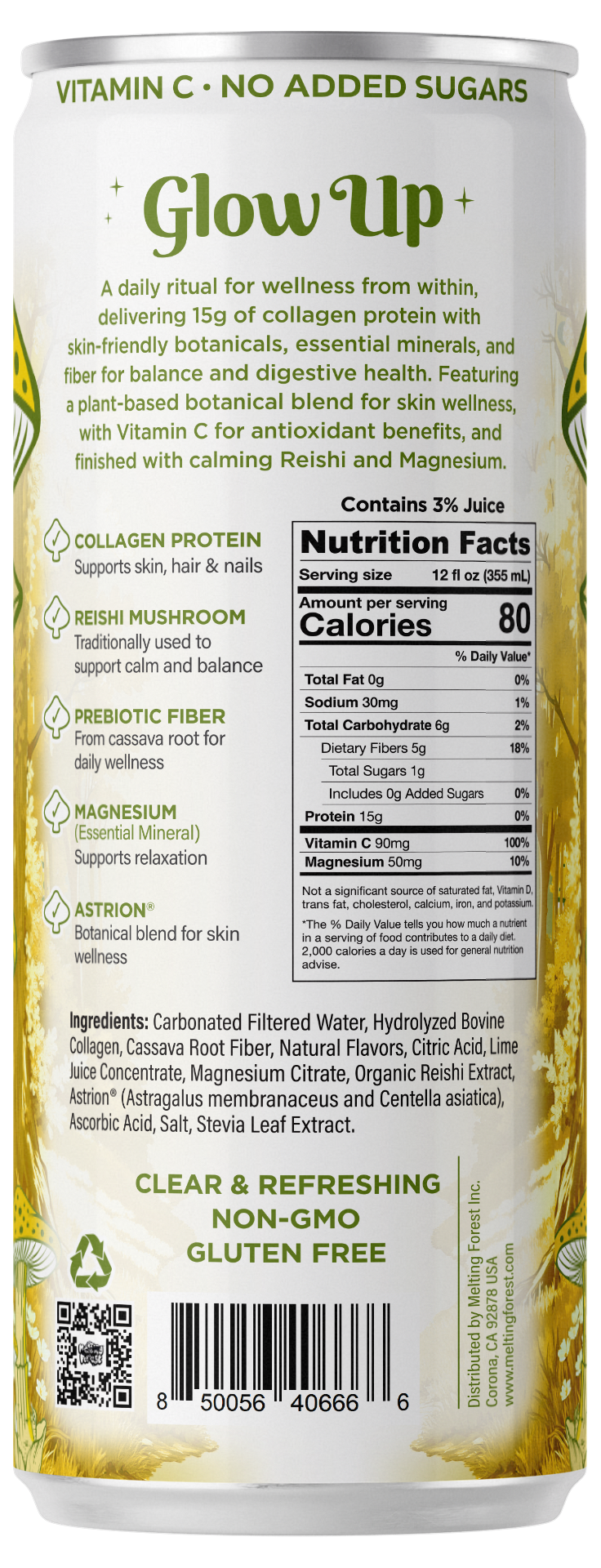 Glow Up Sparkling Collagen Protein – Rosemary Lemon can