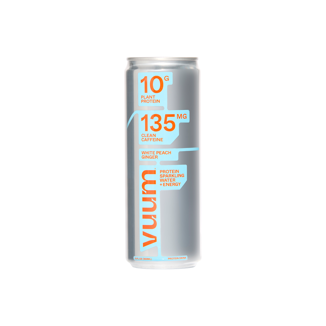 VUUM White Peach Ginger Protein Sparkling Water can