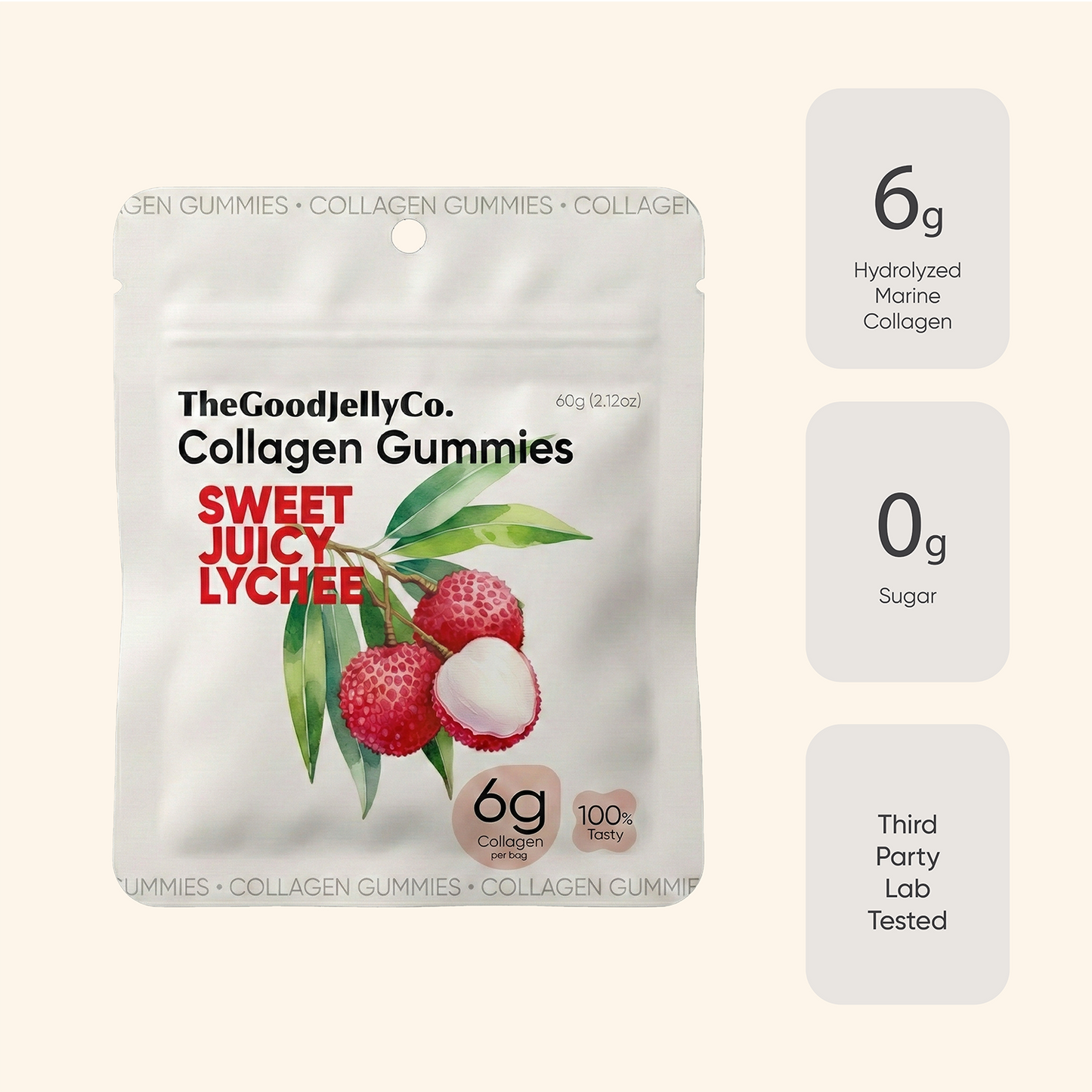 TheGoodJellyCo Marine Collagen Gummies Lychee