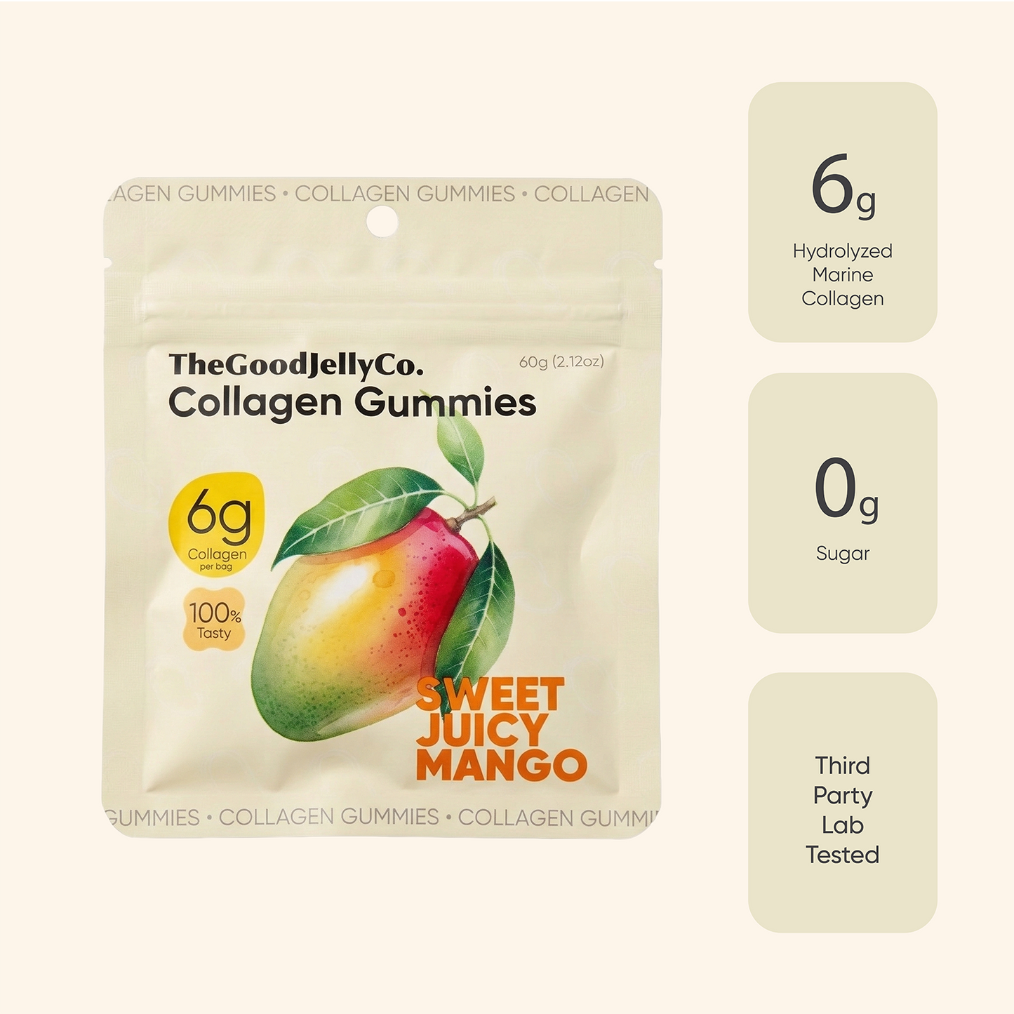 TheGoodJellyCo Marine Collagen Gummies Mango