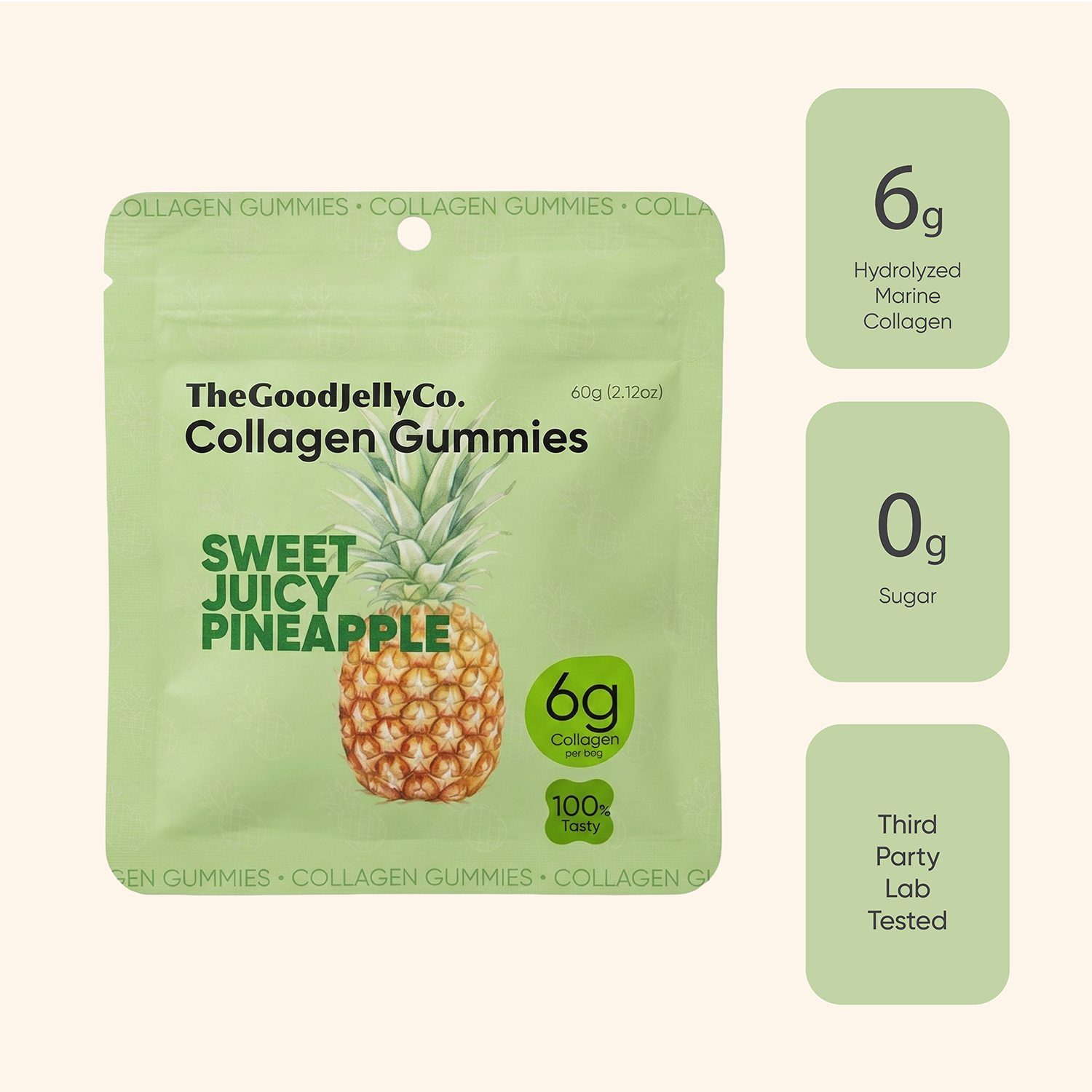 TheGoodJellyCo Marine Collagen Gummies Pineapple