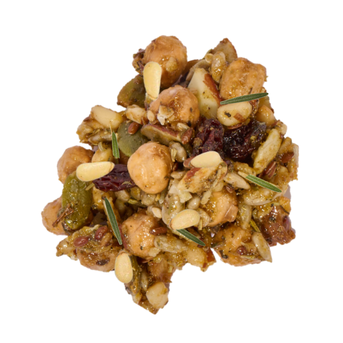 Close up of Aperitivo savory trail mix clusters