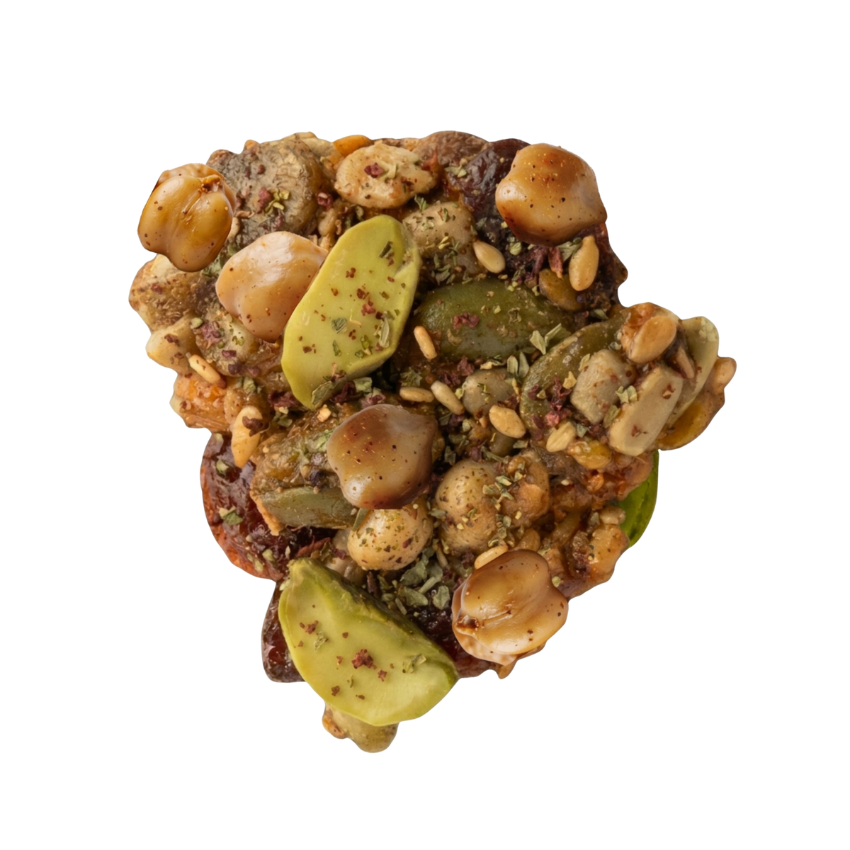 Close up of Mezze savory trail mix clusters