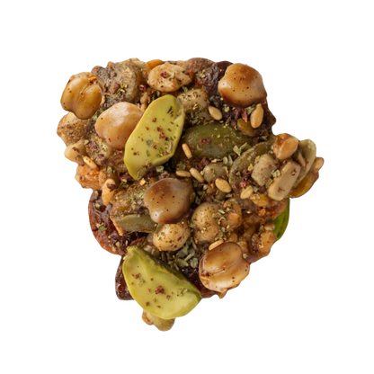 Close up of Mezze savory trail mix clusters