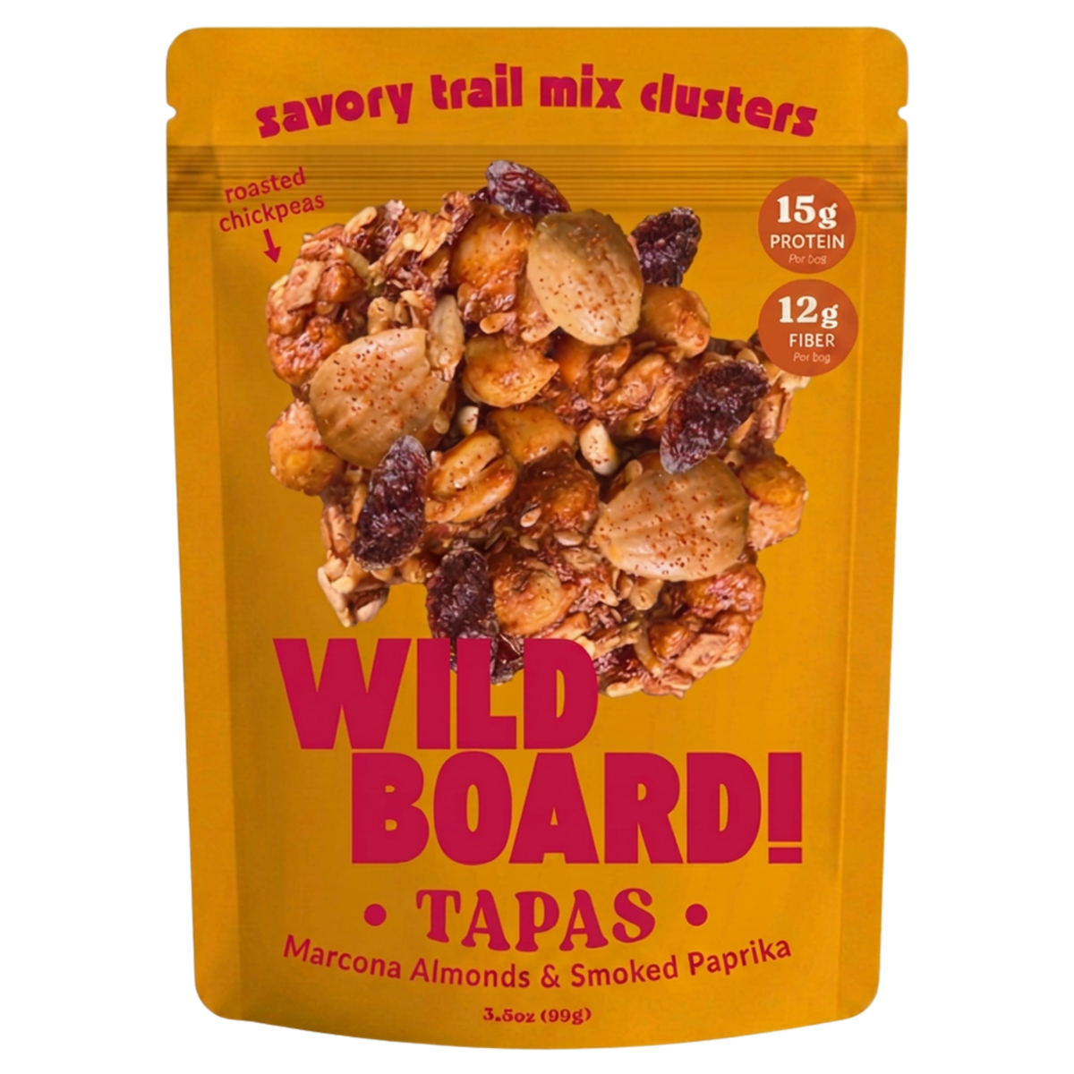 WildBoard Tapas savory trail mix clusters pouch, Marcona almonds and smoked paprika