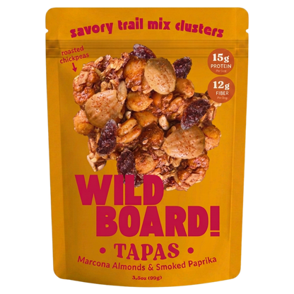 WildBoard Tapas savory trail mix clusters pouch, Marcona almonds and smoked paprika