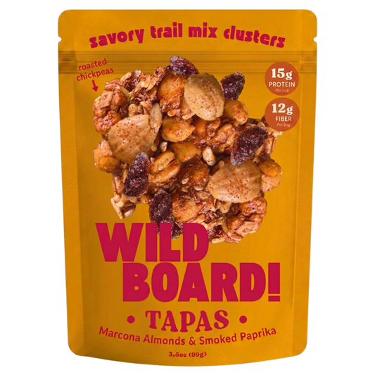 WildBoard Tapas savory trail mix clusters pouch, Marcona almonds and smoked paprika
