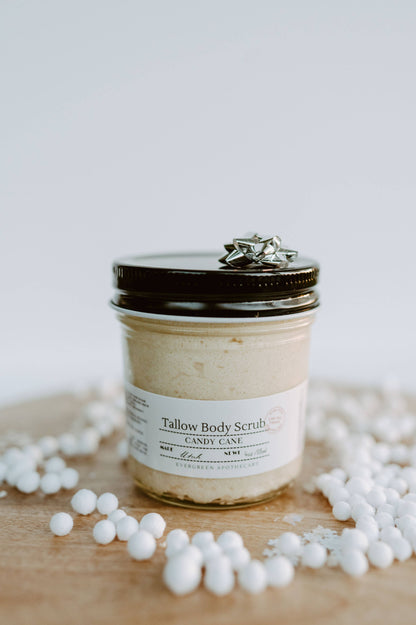 Tallow Sugar Scrub, made with Lady May Tallow, 6oz: Vanilla Woods
