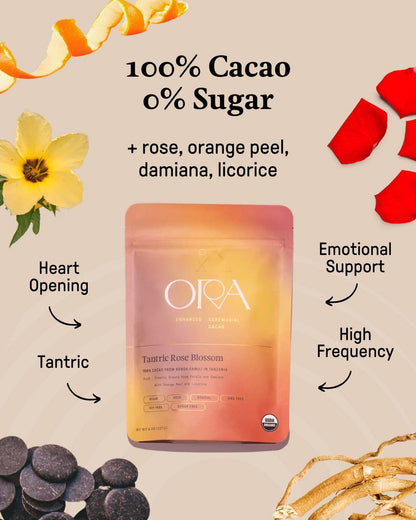 Tantric Rose Blossom Enhanced Cacao - Organic - Ceremonial